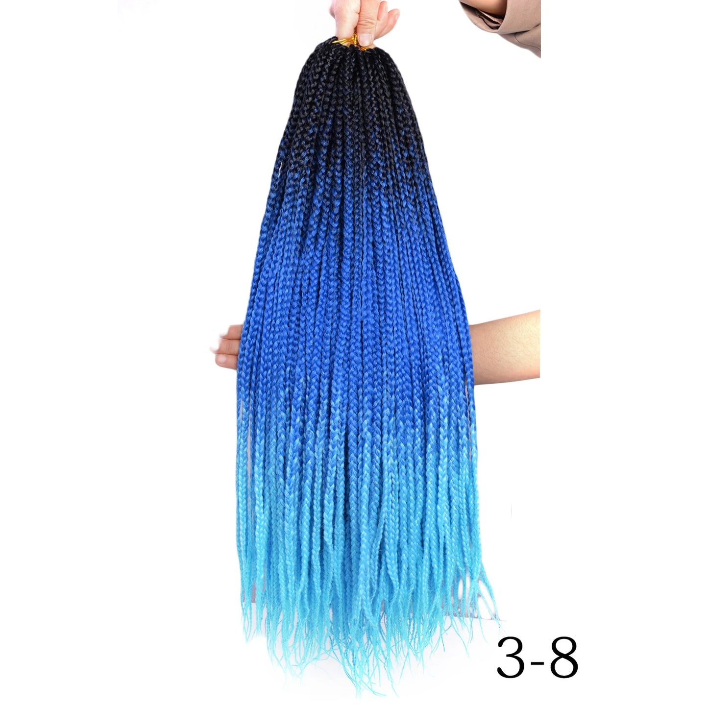 24-Inch Long Ombre Box Braids Crochet Hair - Pre-Looped Synthetic Braiding Hair Extensions - High Temperature Fiber 22 Strands/Pack Piano Color Crochet Braids for Women & Girls (27 Colors Available)