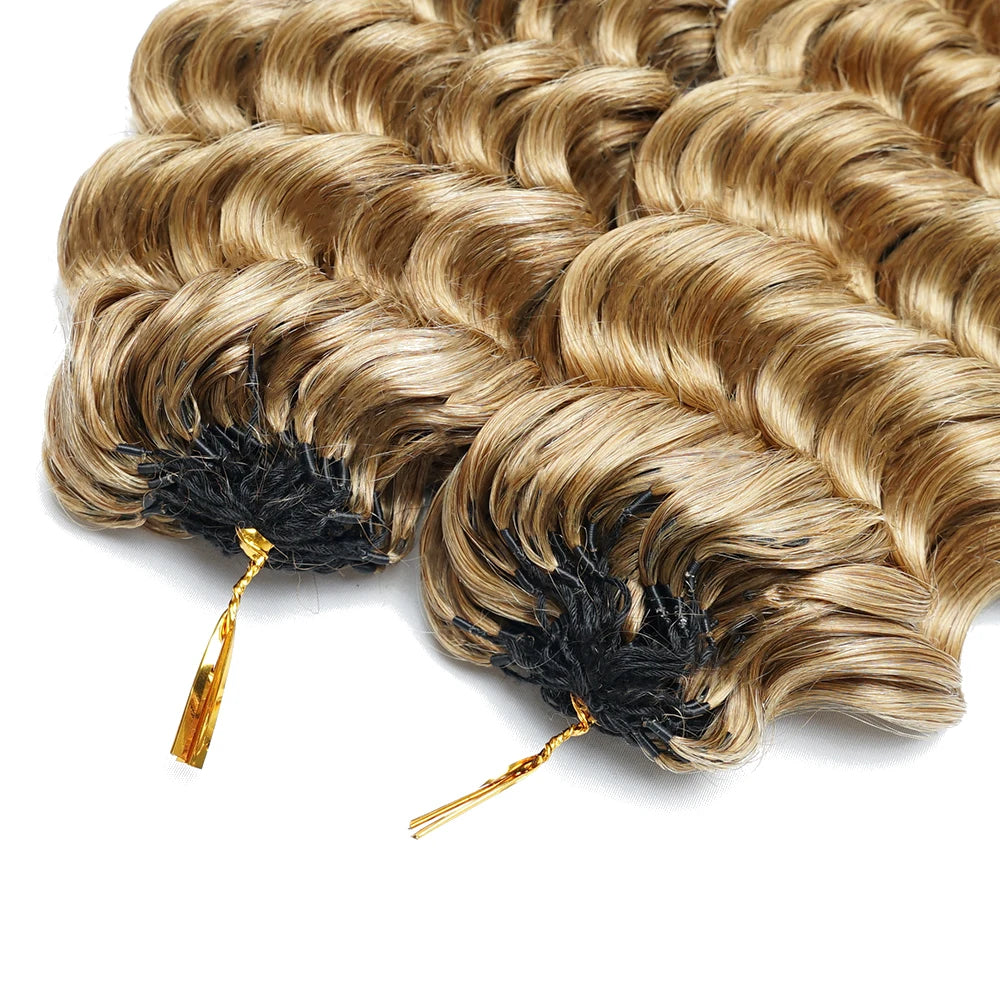 Deep Wave Miracle Knots Feathered Bulk Hair for Braiding – Highlight Brown & Honey Blonde Boho - view 5