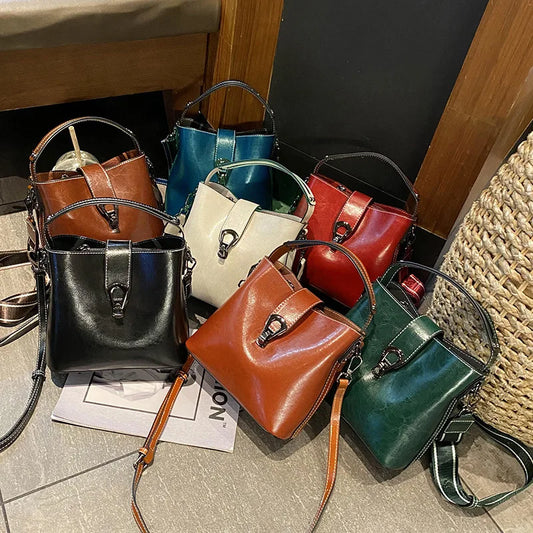 100% Genuine Leather Women's Handbag | Crossbody Bag, Ladies' Retro Shoulder Bag, Commuter & Shopping Bag