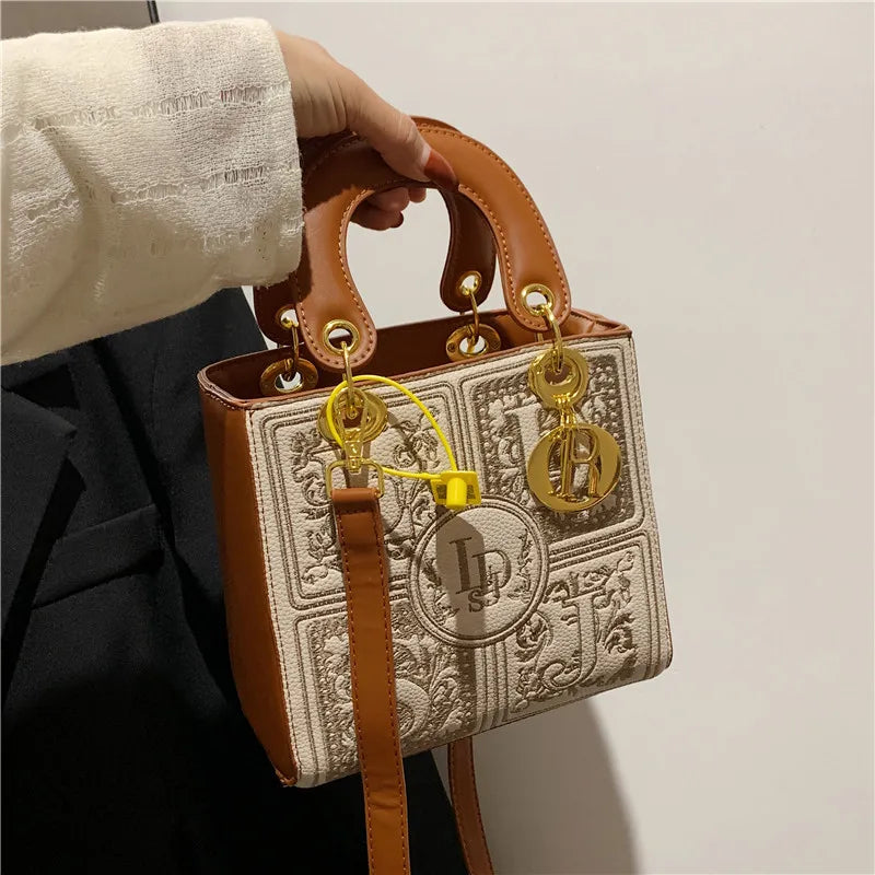 Elegant Top-Handle Satchel | Royal Embroidery Crossbody Bag Luxegan