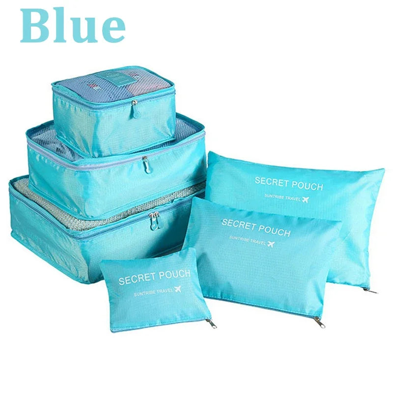 6pcs Set Travel Storage Bags | Suitcase Packing Set & Portable Luggage Organizer (Clothes Shoe Foldable Organizer) Luxegan