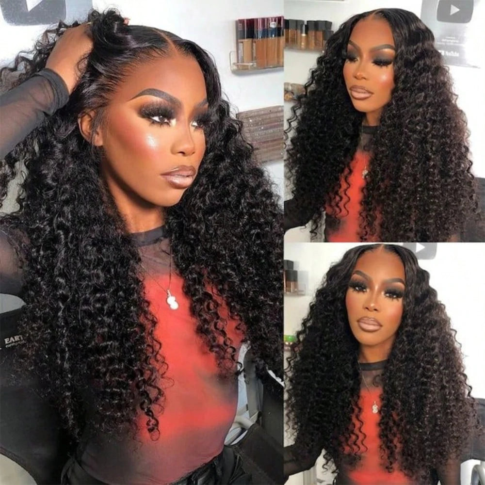 40-Inch Deep Wave HD Lace Frontal Wig | 250% Density Brazilian Remy Human Hair Wig | 13x4 / 13x6 Transparent Swiss Lace Frontal Deep Curly Wig for Women Luxegan