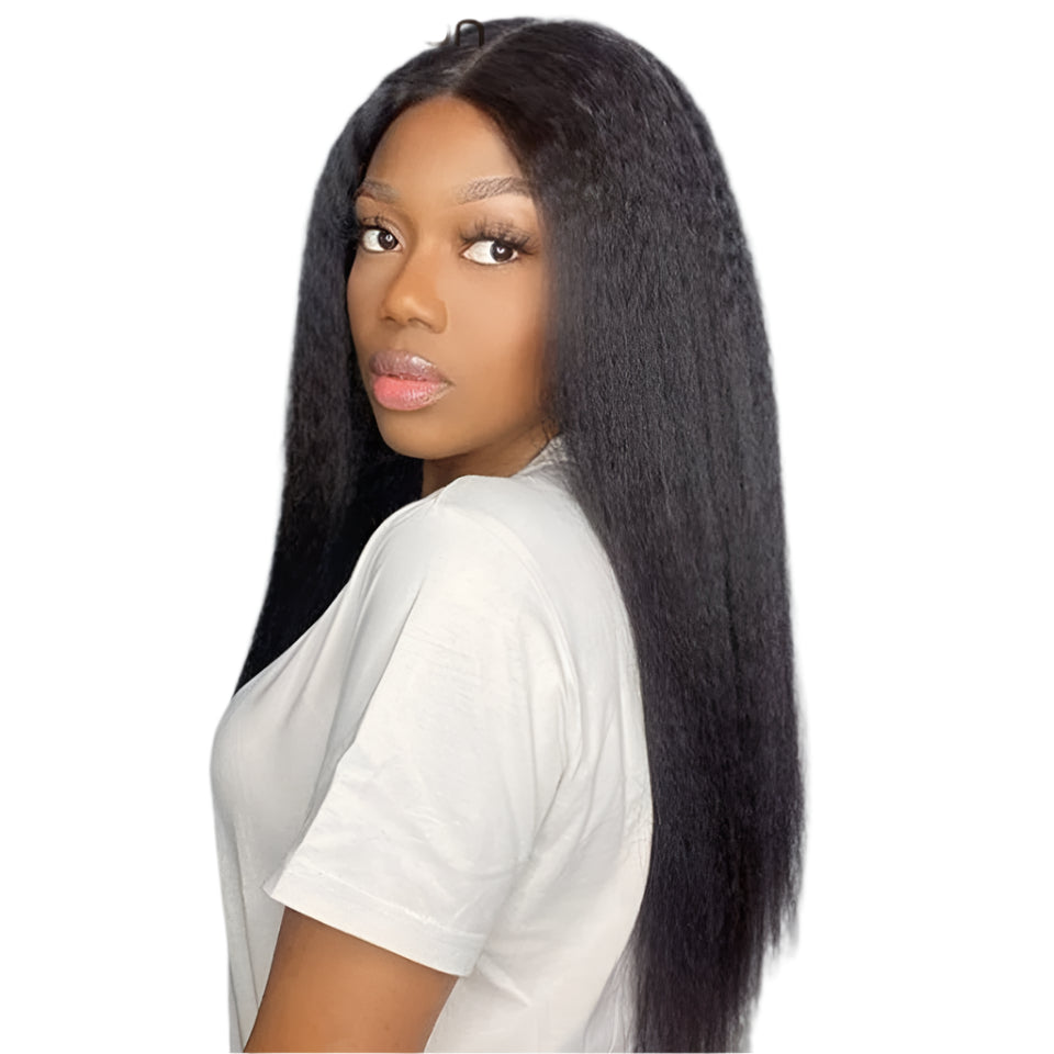 Kinky Straight U-Part Wig | Black & Brown Human Hair for Seamless Blend Luxegan