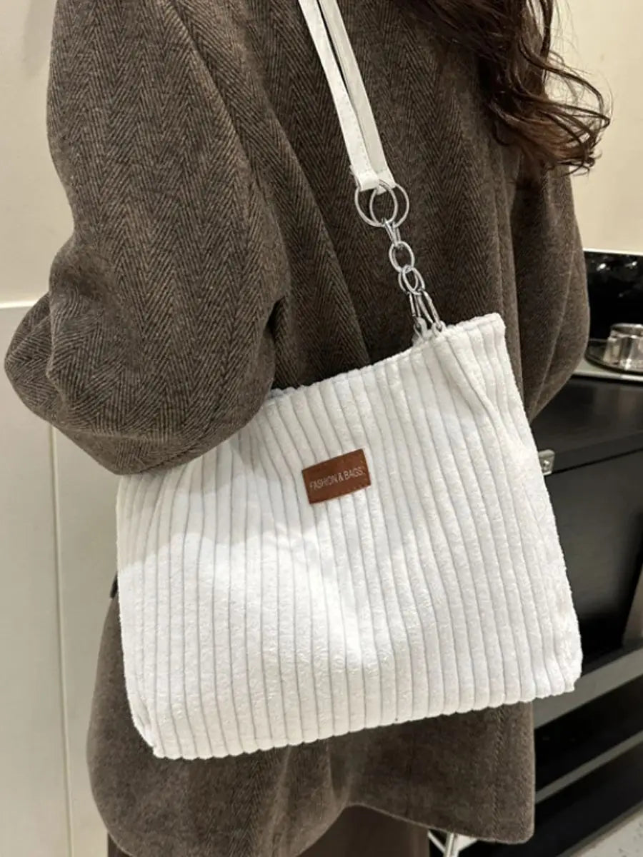 Simple Solid Color Velvet Bag | High Texture Chain Shoulder & Underarm Messenger Bag (Unisex Fashion Handbag for All Seasons) Luxegan