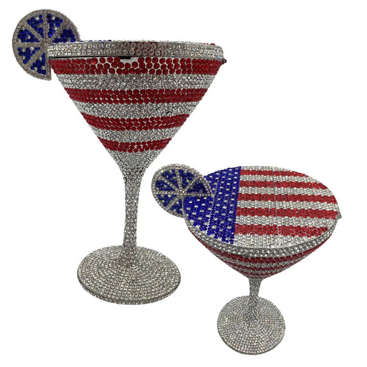 Jewels Martini-Glass Evening Purse | Sophisticated Diamond-Encrusted Bridal Handbag | Elegant Crystal Dinner Clutch | "Dignified" Rhinestone-Detailed Minaudière for High-Fashion Party Styling Luxegan