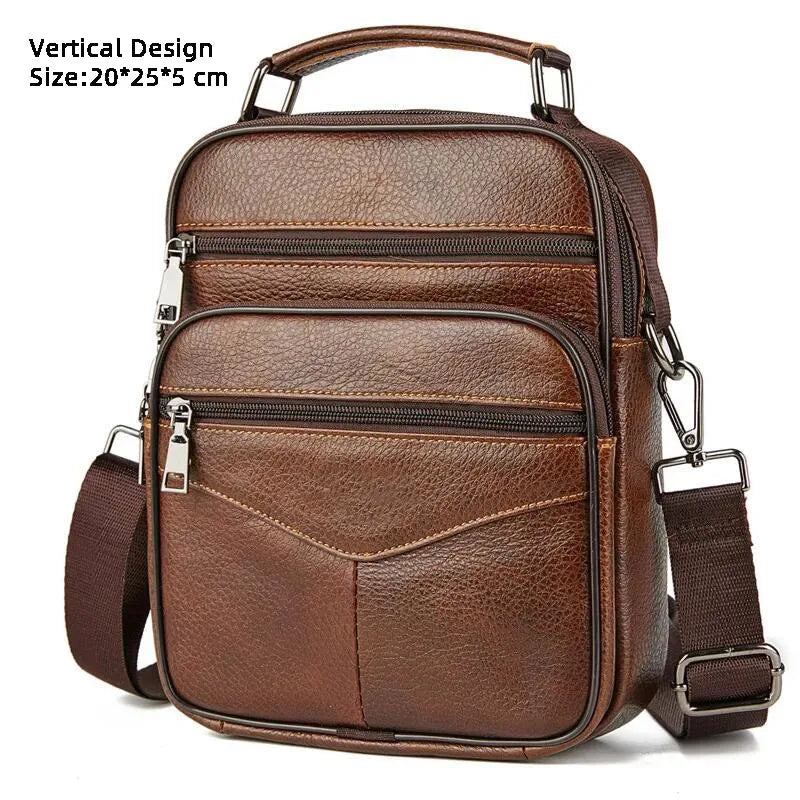 Hot Fashion Men's Genuine Leather Messenger Bag | Luxury Brand Soft Crossbody for Mini Pad & Shoulder Use Luxegan