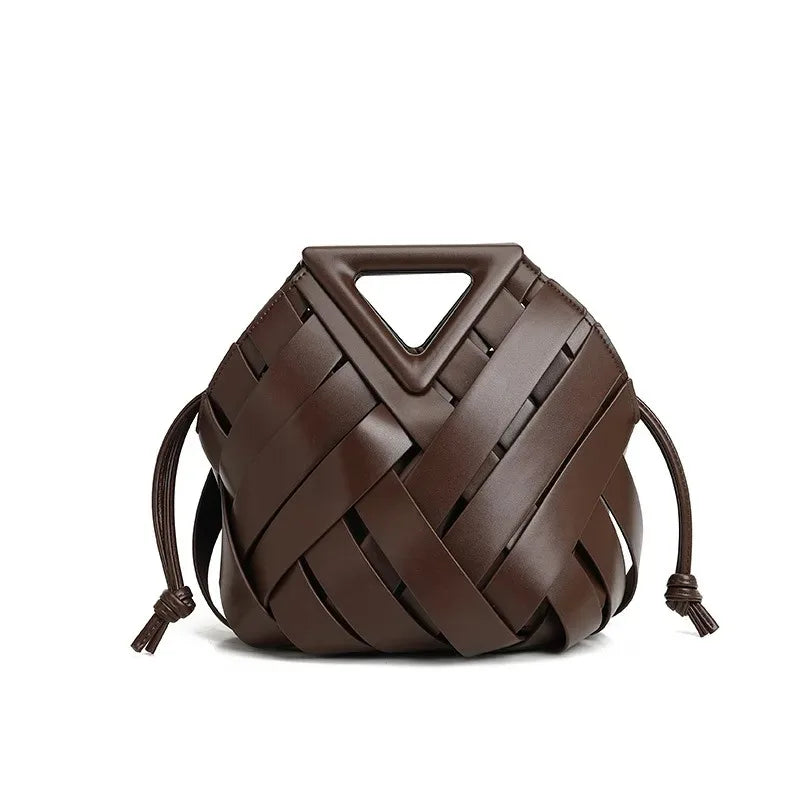 Trendy Vegan Leather Woven Tote Bag for Women Top Handle Purses and Handbags | Fashionable - view 9