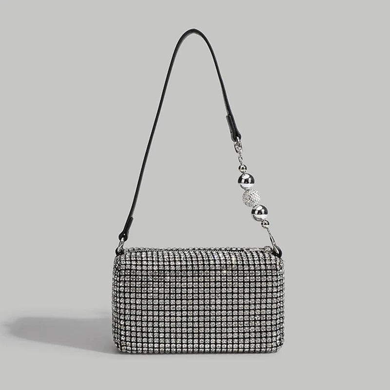 Fashion Banquet Dinner Diamond Bag | High-End Shiny Full Diamond Hand Armpit Shoulder & Crossbody Bag with Chain Luxegan