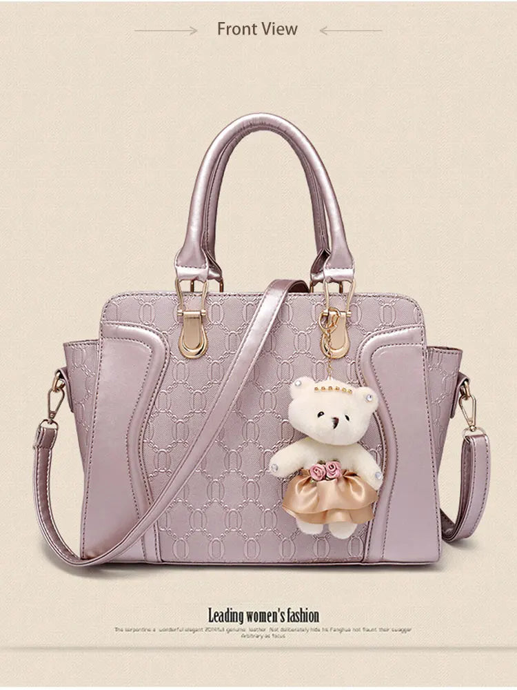 LadiesHandbag Set Top Handle Bags 4 Pieces Set inPULeather,ToteBagShoulderBagClutch andCardHolderSets forShoppingWorkTravel Gift