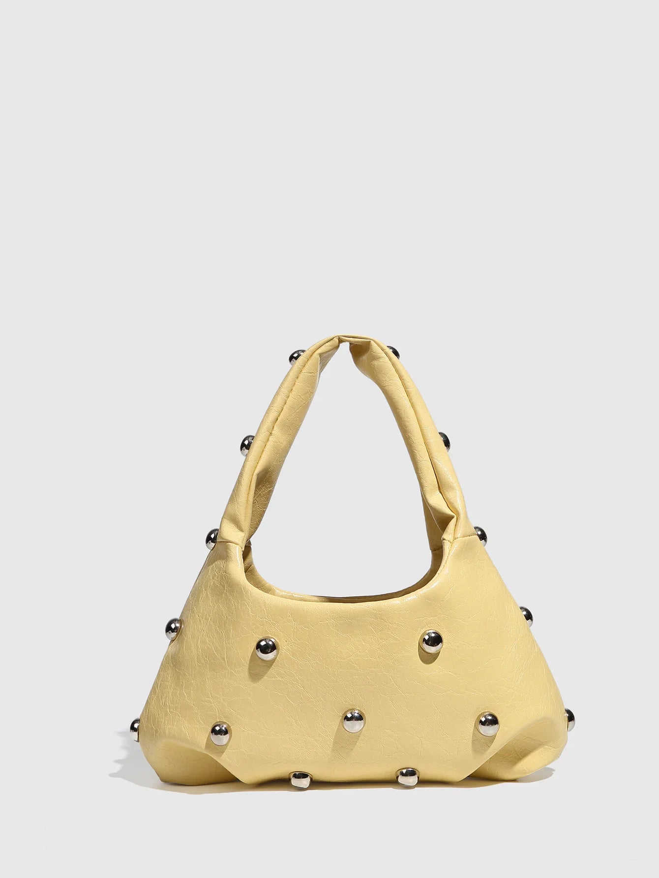 New Rivet Women's Designer Handbag | HARD PU Leather Casual Hobo Shoulder Bag | Half Moon Underarm Tote Clutch Luxegan