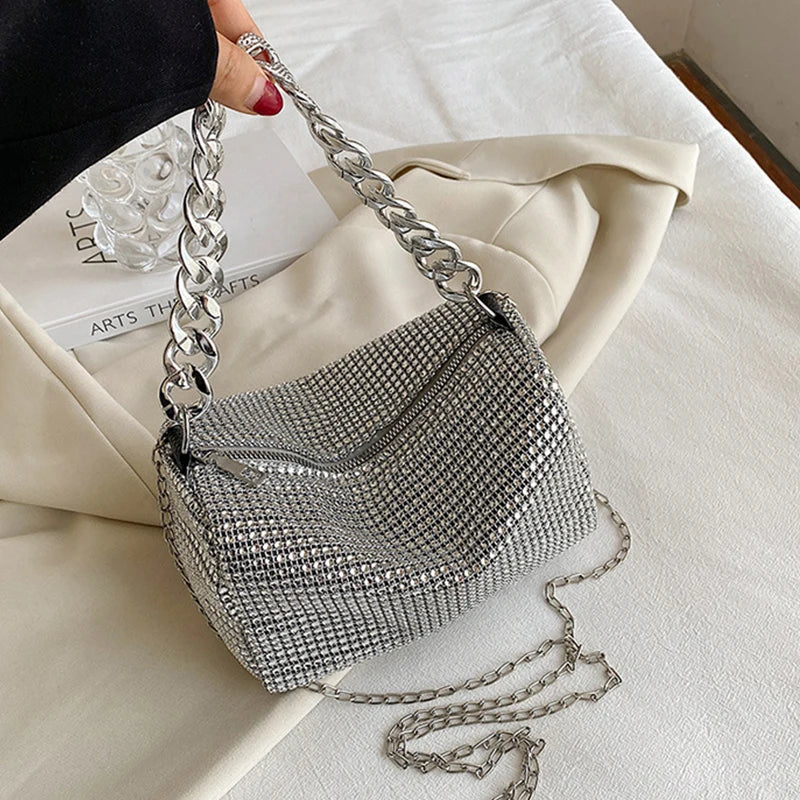 Bling Diamond Design Small Crossbody Messenger Bags | Women Summer Trend Luxury Fashion Travel Shoulder Handbags & Purses Luxegan