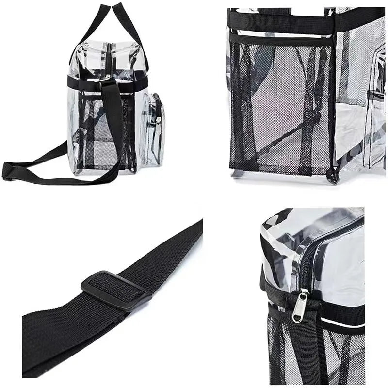 Portable PVC Clear Large Capacity Handbag | Women's Fashion Waterproof Casual Simple Crossbody Shoulder Bags & Purse (Stadium Approved) Luxegan