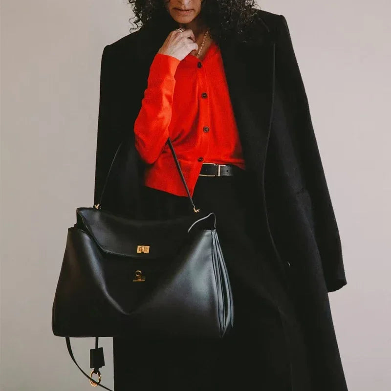 New Rodeobag Leather Kelly Bag | Fashion High Sense Large Capacity Tote with Advanced Lock Luxegan