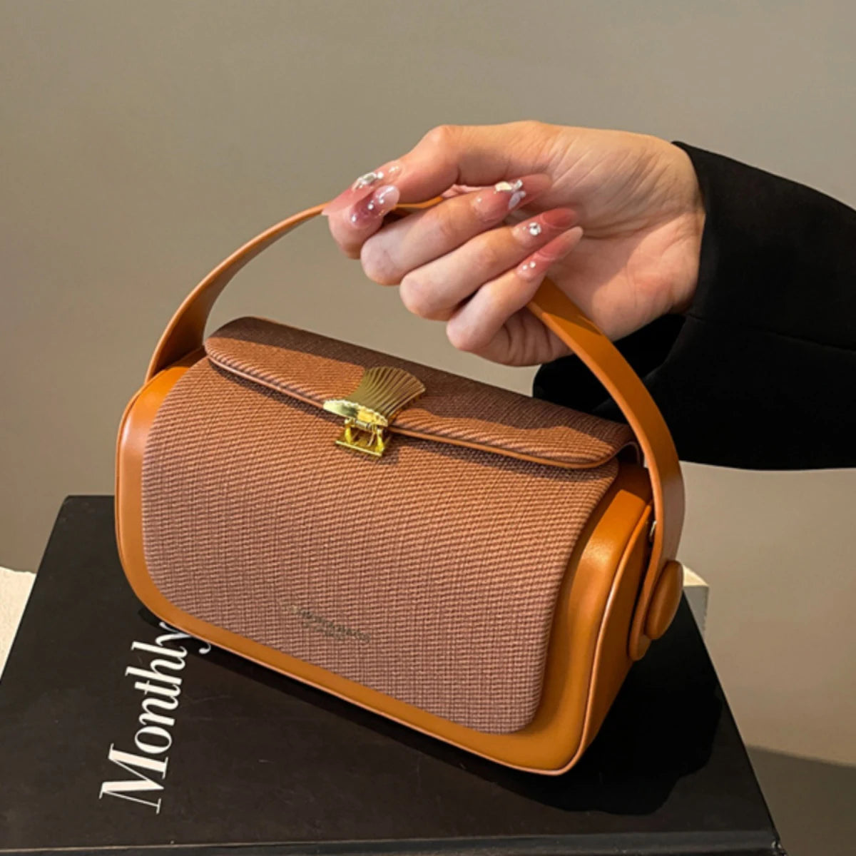 High-Grade Sense Women's Small Square Bags | Trendy Classic PU Leather Lady Commuter Shoulder Bag & Short Handle Handbags Luxegan