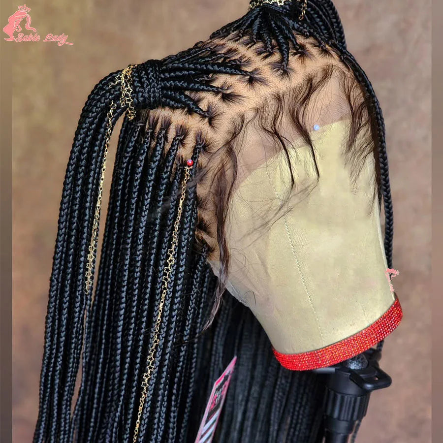 36 Inch Goddess Knotless Box Braids Cornrow Wig | 360 Full Lace