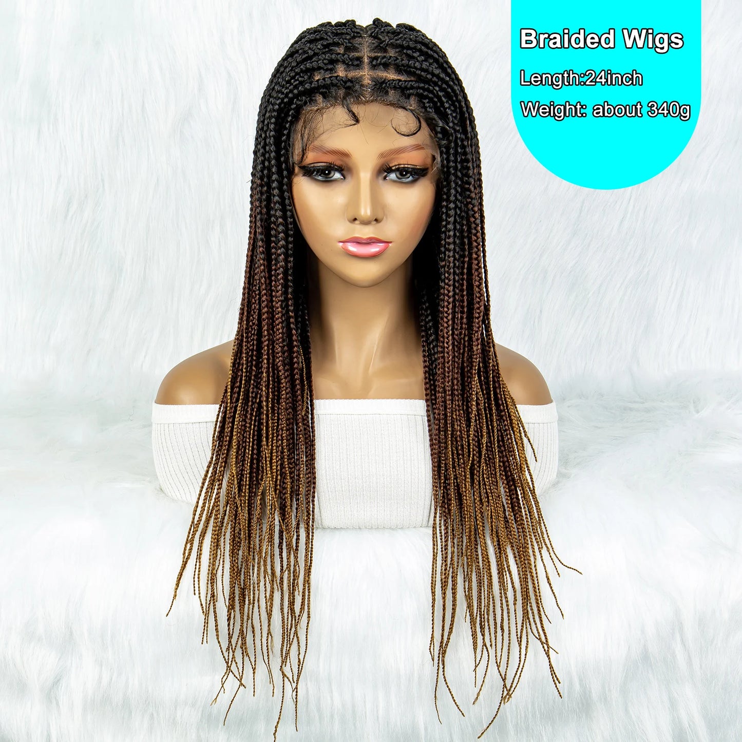 Colorful Knotless Box Braids Wig | Full Lace Front with Baby Hair Luxegan