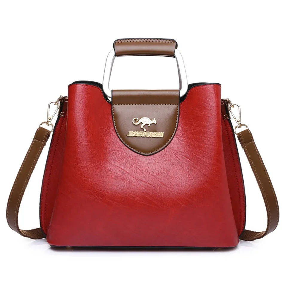 Luxury Designer Oil Leather Tote | Soft Crossbody Handbag Luxegan