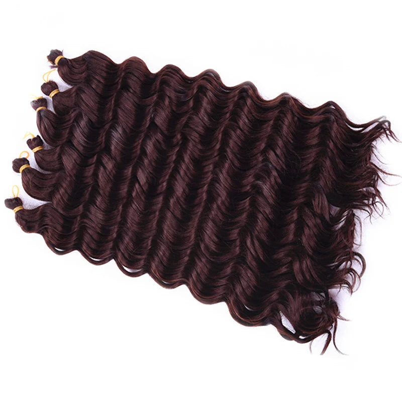 20" Deep Curly Crochet Braiding Hair | Deep Wave Bulk Synthetic Braid Extensions | 23 Colors