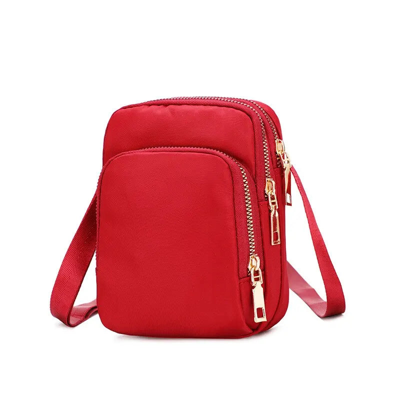 Women’s Waterproof Nylon Shoulder Bag | Multifunction Crossbody Mobile Phone Purse | Fashionable Lady’s Wrist Pouch & Handbag | Elegant Flap Bag with Applique Detail Luxegan