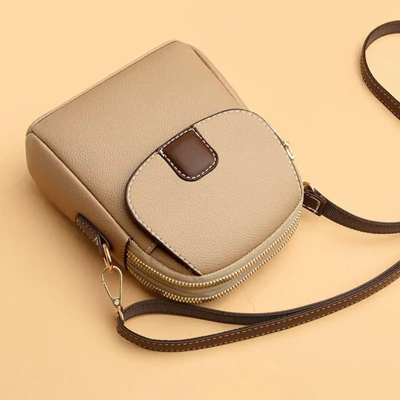 Fashion Leather Crossbody Bag for Women | Mini Shoulder Bag & Flip Zipper Messenger Bag (Students' Small Handbag) Luxegan