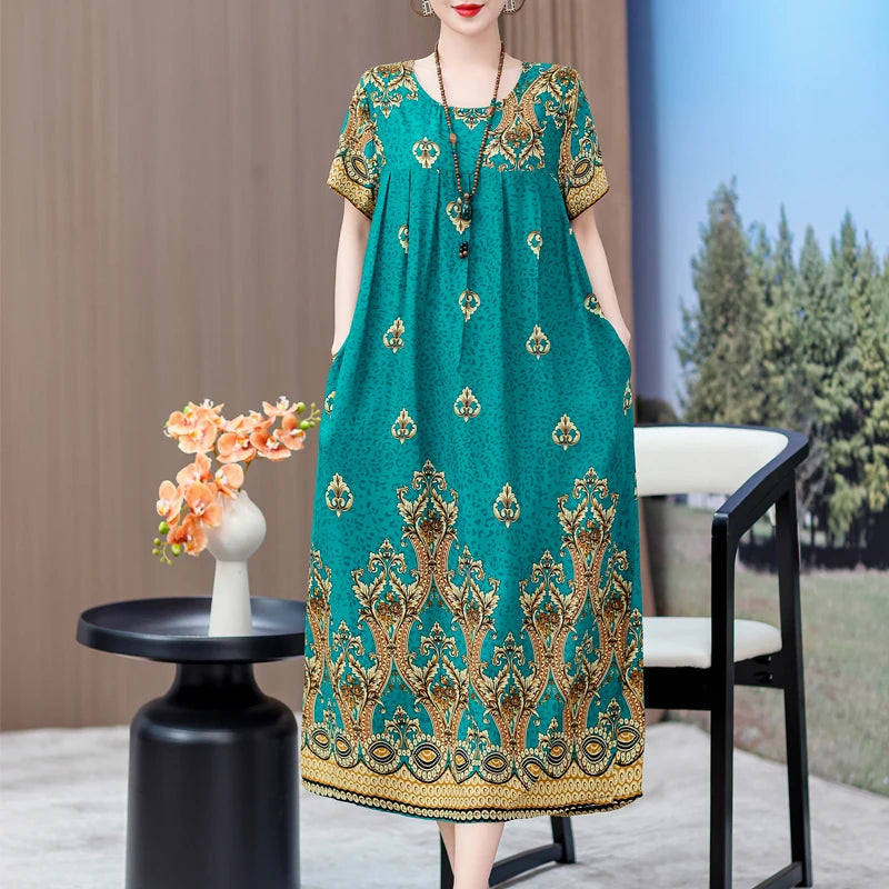 New 2025 Women Dress Female Casual short Sleeve cotton Dresses loose solid Vintage Sweet Clothing Vestidos  vestido verano