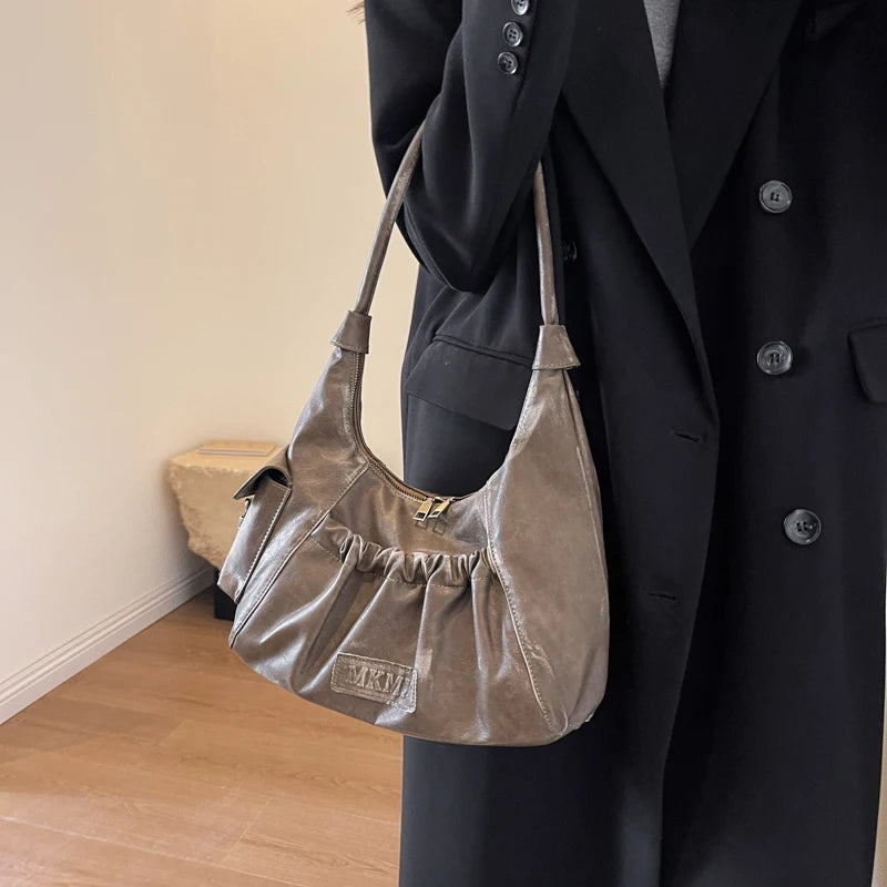 Retro Leather Shoulder Bags for Women | Spring Vintage Underarm Bag Handbags and Purses | Latest Fashion Hand Bag Luxegan