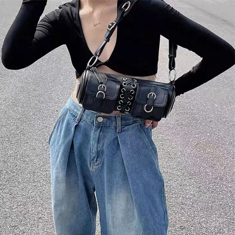 Fashion Trend New Design Chains Crossbody Shoulder Bags | Harajuku Y2k PU Individuality Ladies Bags Luxegan