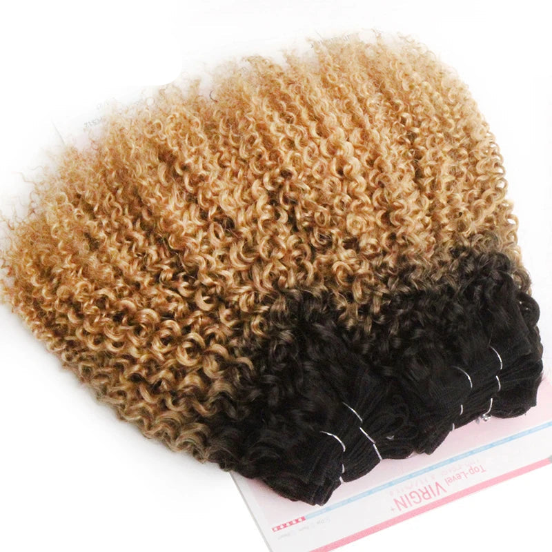 Brazilian Remy Jerry Curl Human Hair Bundles – 6 Bundles 190g | Double Drawn | 5 Ombre Colors - view 2
