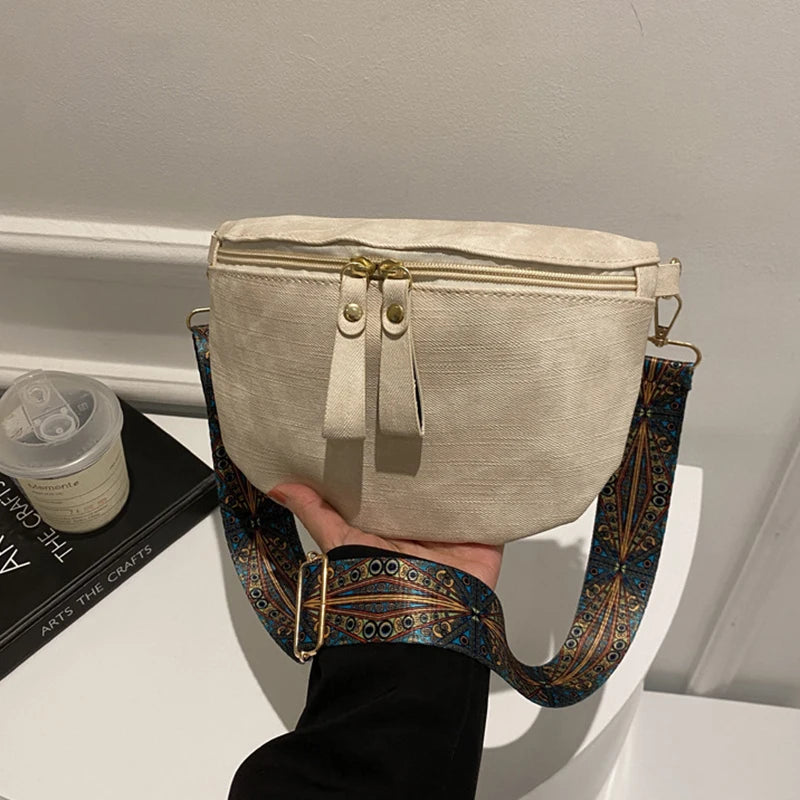 Stylish Hobo Solid Color Satchel | Luxury Designer Chest Bag & Women's PU Leather Waist Bags (Wide Strap Fashion Fanny Shoulder Pack) Luxegan