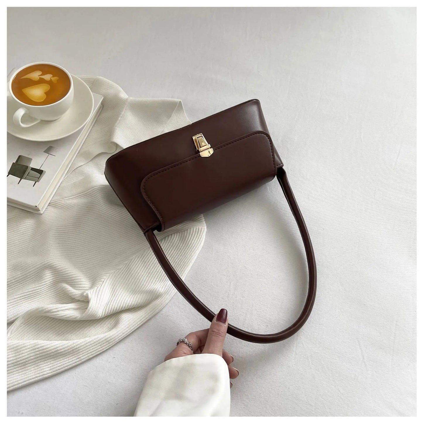 Women's Shoulder Bag Handbag | Retro Underarm Bag & Fashion Simple Solid Color New Hand Shoulder Bag Luxegan