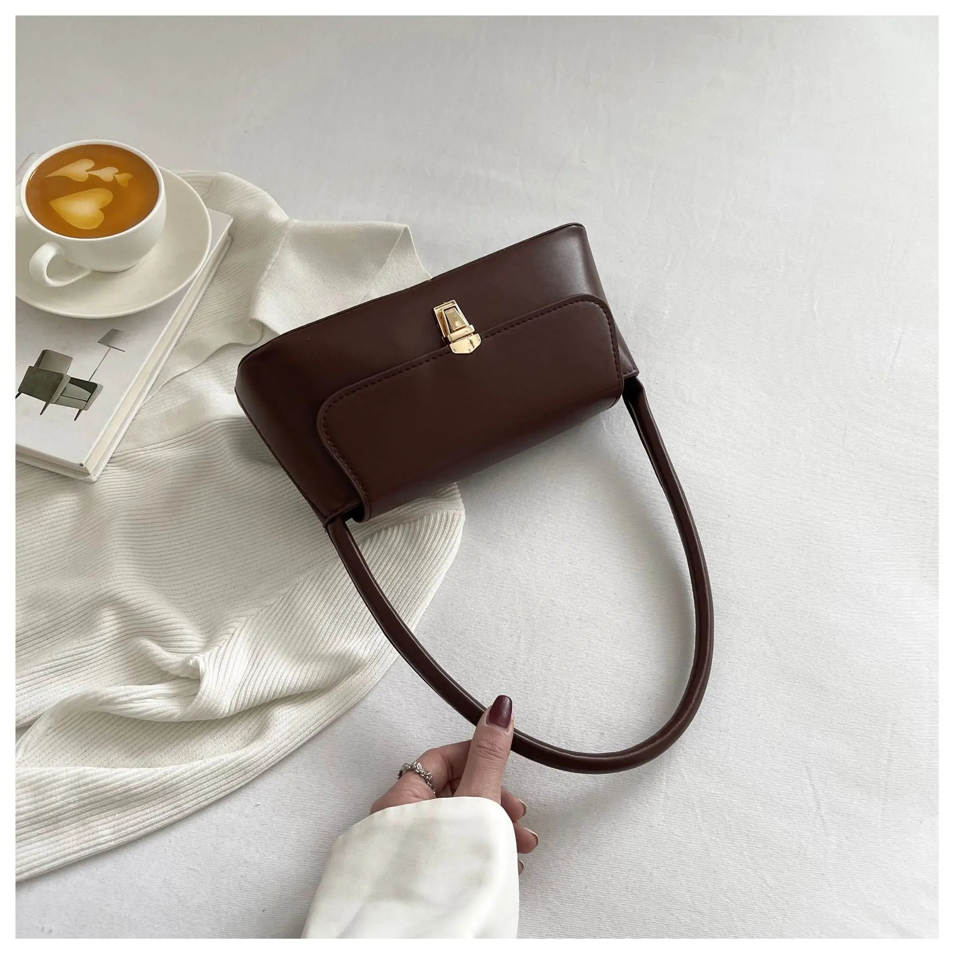 Women's Shoulder Bag Handbag | Retro Underarm Bag & Fashion Simple Solid Color New Hand Shoulder Bag Luxegan