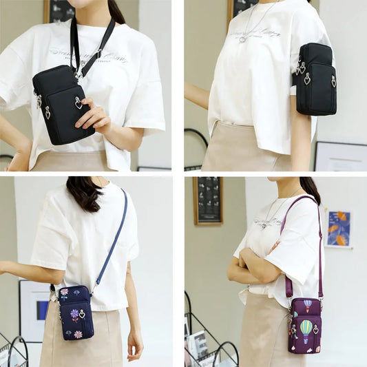 Waterproof Mobile Phone Bag | Sophisticated Mini Oxford Crossbody Purse | Elegant Multi-Layer Zipper Travel Bag | "Dignified" Soft Nylon Bag for Versatile Outdoor Styling Luxegan