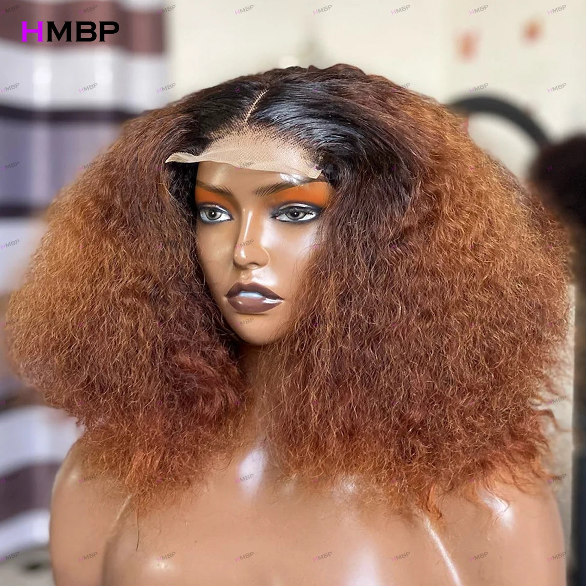 Peluca Frontal de Encaje Sin Pegamento Lacia Kinky de 450 Densidad Color P4/30 Cabello Humano Lista Para Usar Pelucas Frontales de Encaje HD 13x6/360 Para Mujeres