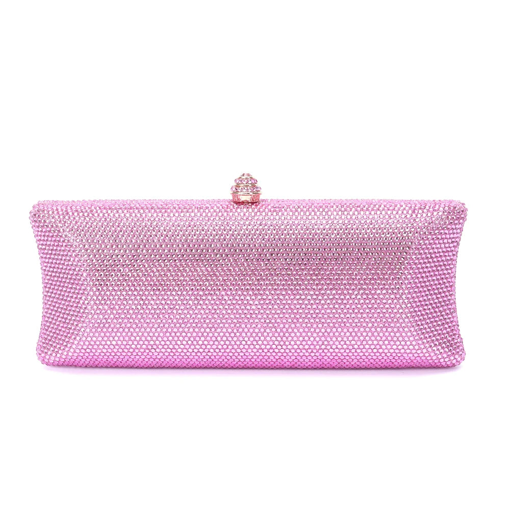 Colorful Diamond Gala Evening Bag | Sophisticated Rhinestone Party Clutch | Elegant Metallic Dinner Purse | "Dignified" Hard-Shell Bridal Handbag for Versatile Occasion Styling Luxegan