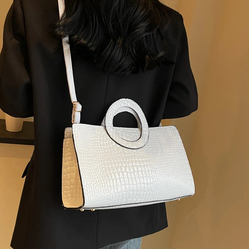 Luxury Crocodile Pattern Women's Handbag | Fashion Shoulder & Crossbody Bag (Famous Brand Designer PU Leather, Large Capacity) Luxegan
