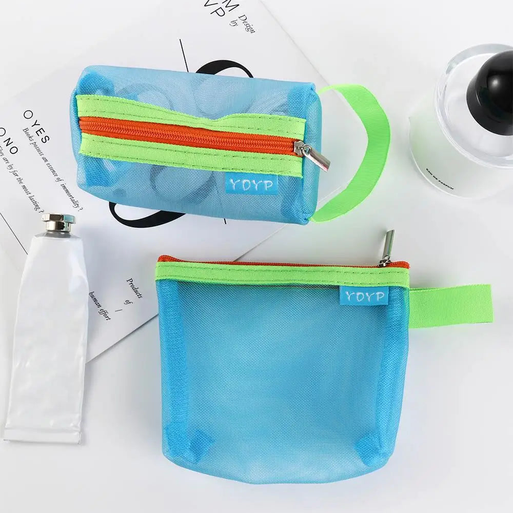 Mesh & Nylon Zipper Pouch | Transparent Travel Organizer & Coin Purse Luxegan