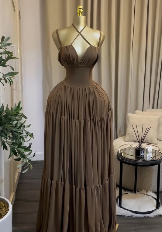 Strapless Empire Waist Sash Fit & Flare Maxi Dress | Sleeveless Knit Cocktail Evening Party Dress Luxegan