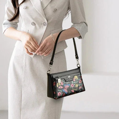 Women's Floral Patterned Shoulder Bags | High-Quality Leather Crossbody Bag & Elegant Commuting Handbags Luxegan