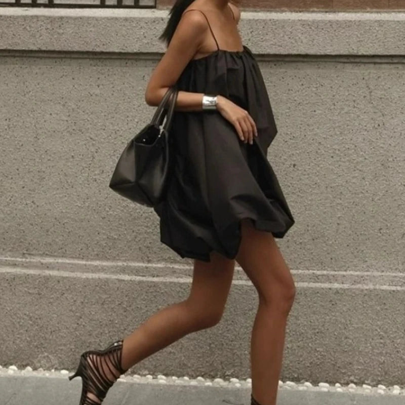 French Elegant Loose Sling Mini Dress | V-Neck Empire Waist Summer Dress Luxegan