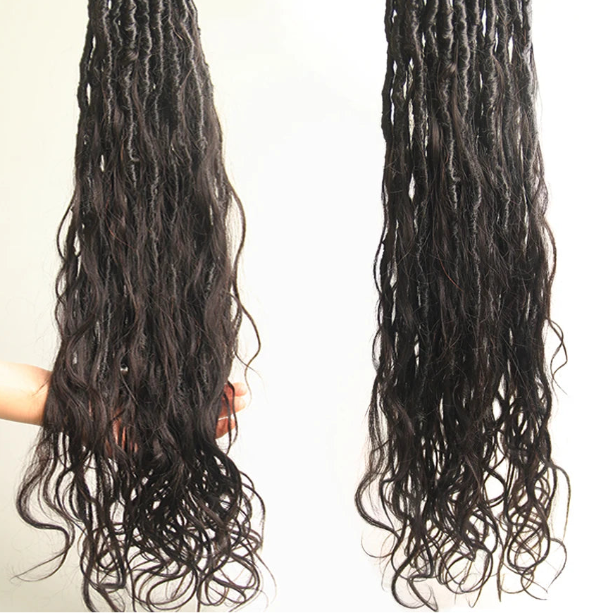 Pre-Looped Crochet Boho Locs | Human Hair Blend Body Wave | Luxegan Luxegan