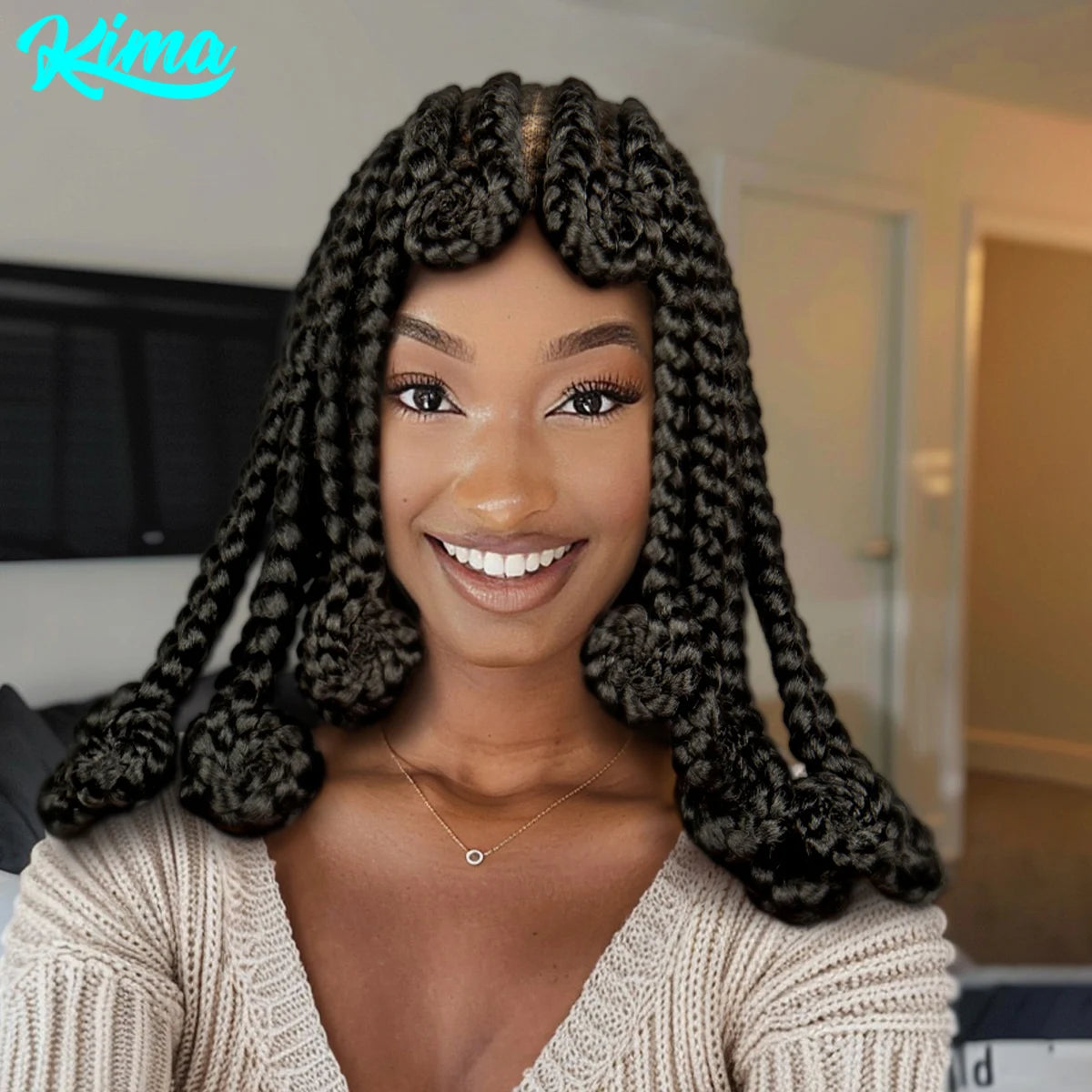 14 Inch Jumbo Bantu Knotless Box Braided Wig | Full Lace Cornrow