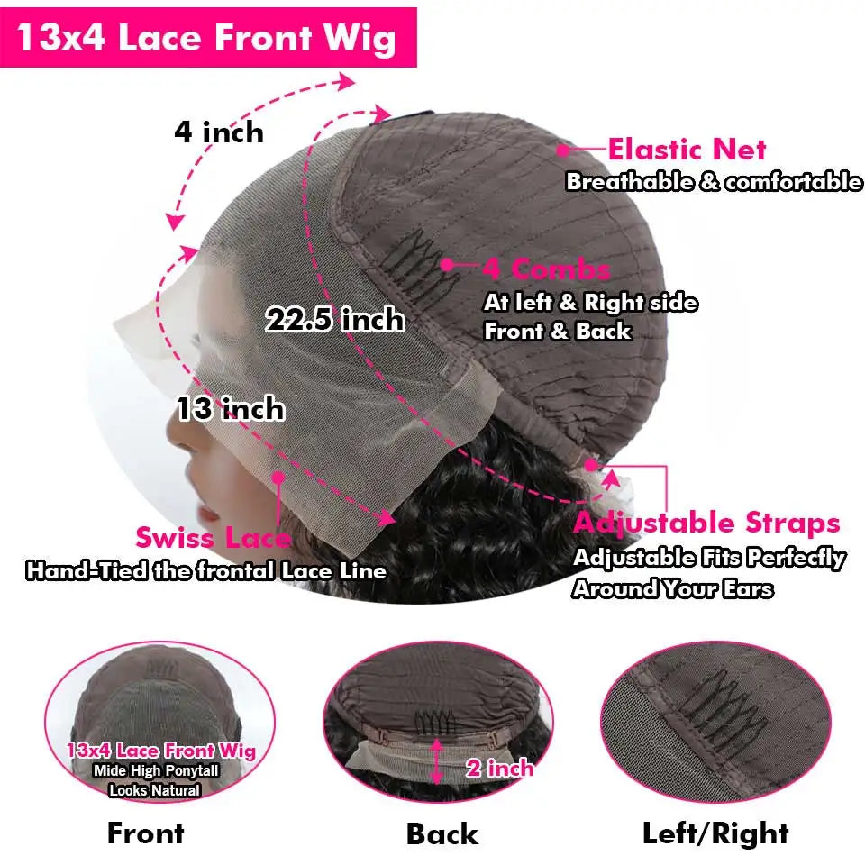 Glueless Wigs HD Human Hair Lace Frontal Wig Ready To Wear Bone Straight 13x4 Full Lace Front Human Hair Multi Parting Cleanranc