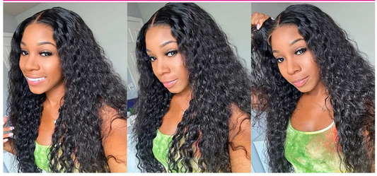 Water Wave Glueless Wear-and-Go Human Hair Wig - 6x4 Pre-Cut Transparent Lace Closure Wig - 180% Density Natural Black Curly Brazilian Remy Hair Long Wig for Women (20-30 Inch) Luxegan