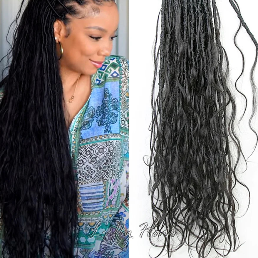 Pre-Looped Crochet Boho Locs | Human Hair Blend Body Wave | Luxegan Luxegan