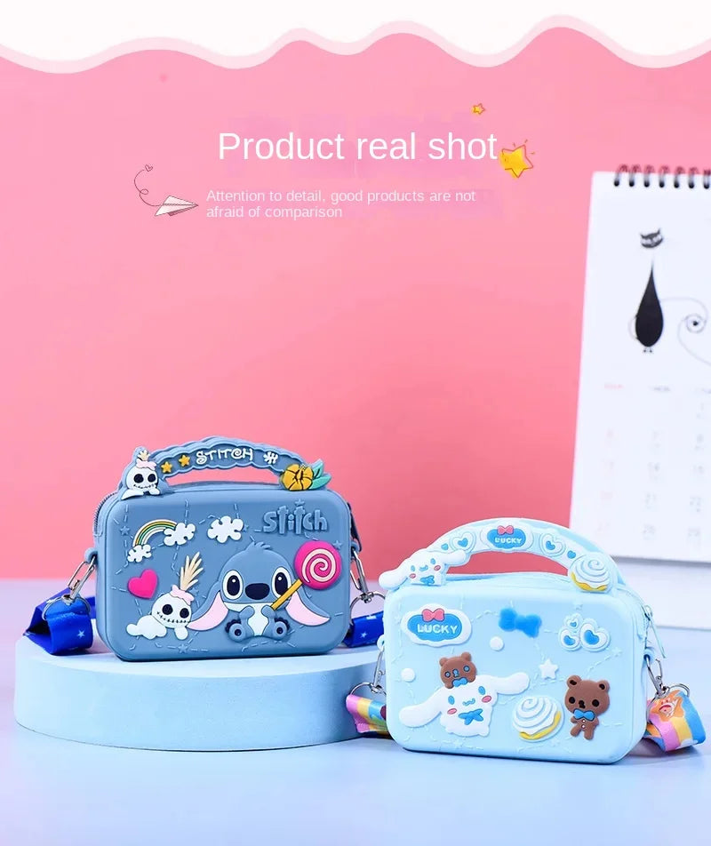 Stitch Disney Silicone Bag | Cartoon Anime Figure Stitch Shoulder Bag (Lilo & Stitch Fashion Kids Girl Accessories Coin Purse Gift)