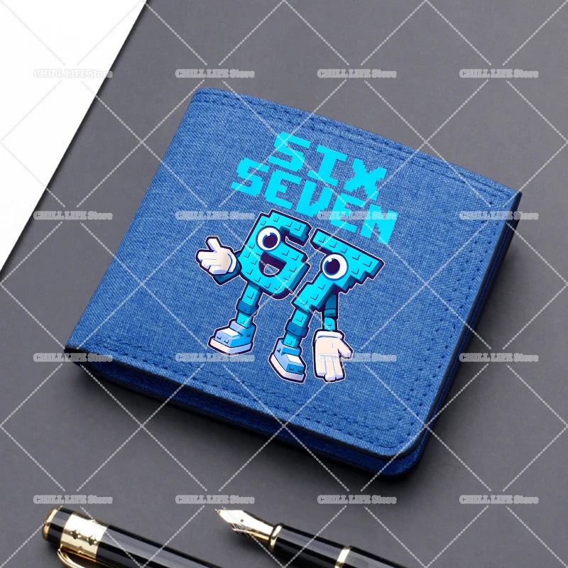 Anime "Six Seven" Brainrot Canvas Wallet | Sophisticated "Multi-Card Slot" Silhouette | High-End Boys Folding Billfold & Card Holder | "Dignified" High-Performance Short Coin Purse for Radiant Versatile Styling Luxegan