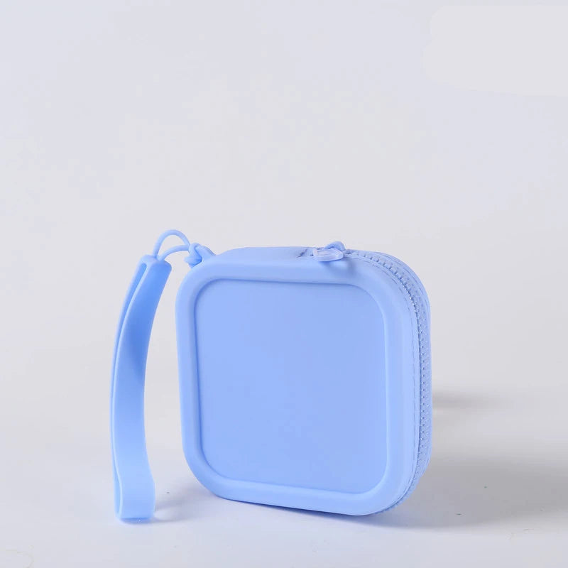 Small Square Waterproof Silicone Wallet | Simple Zipper Organizer Coin Purse & Earphone Bag | Unisex Travel Portable Pouch Luxegan
