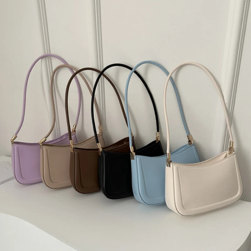 New Trendy Fashion Retro Solid Color Texture Underarm Bag | Popular Casual Simple Women's Small Square Handbag (Bolsos De Señora) Luxegan