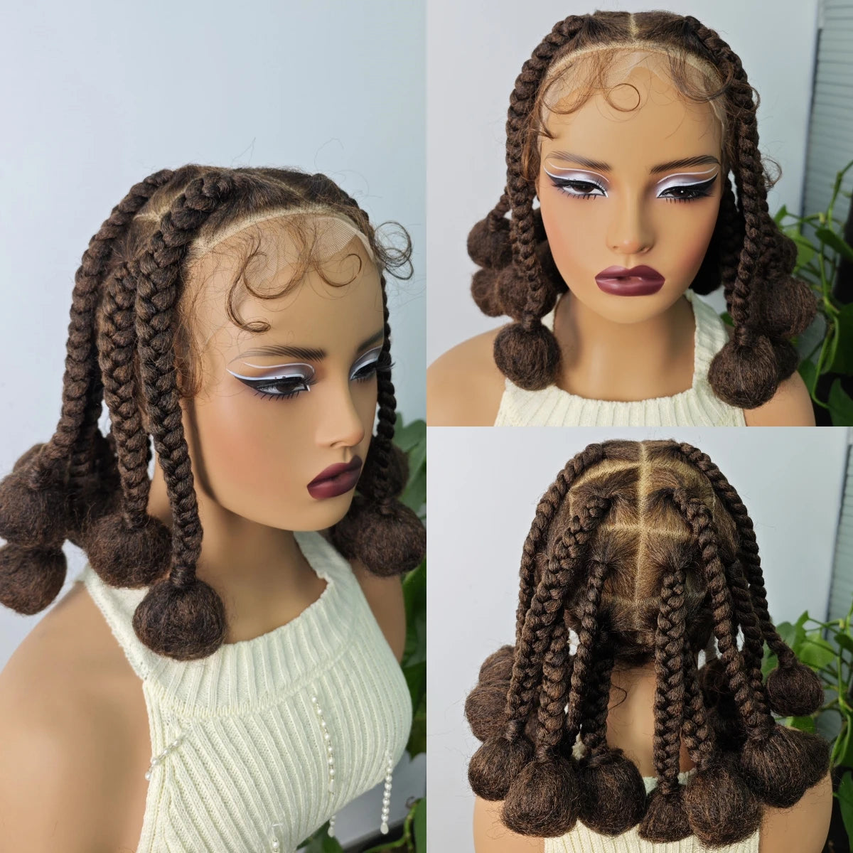 12" Ginger Orange Knotless Box Braiding Wig | Transparent Lace Front Synthetic Hair with Baby Hair Luxegan