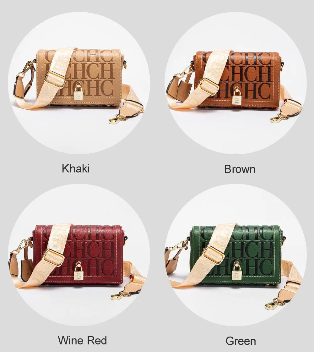 Fashion Design Metal Buckle Women's Shoulder Bag | Luxury Brand Solid Colour Printed Head Bag (Casual Crossbody for Parties) Luxegan